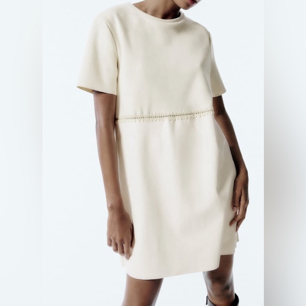 NWOT Zara Mini Combination Faux Suede & Leather Shift Dress Small